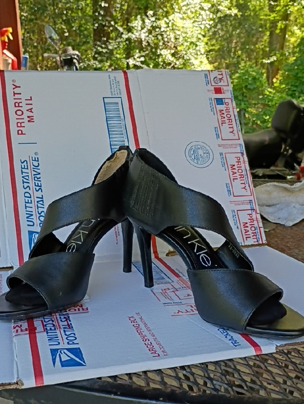 Calvin Klein Black Peep-Toe Stiletto Sandals